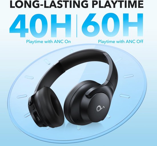 Selencia Urban Play Draadloze Koptelefoon - Active Noise Cancelling (ANC) - Met Opbergcase - Midnight Black