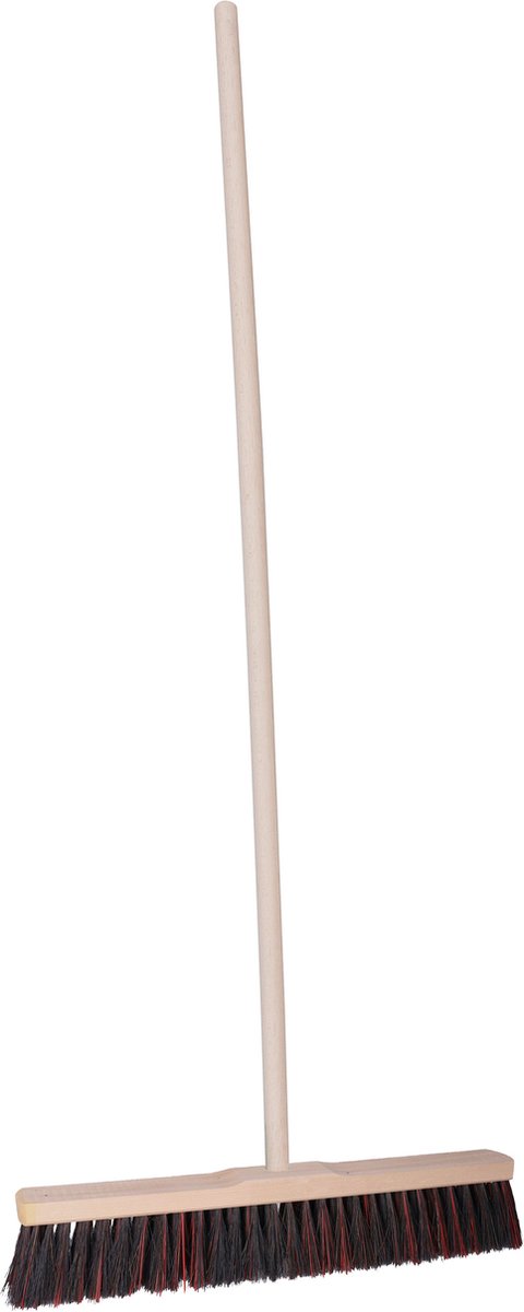 Goedkoopste Brumag Straatbezem Budget line voor buiten terras tegels en klinkers - Harde bezemkop 50 cm breed - Houten steel van 139 cm