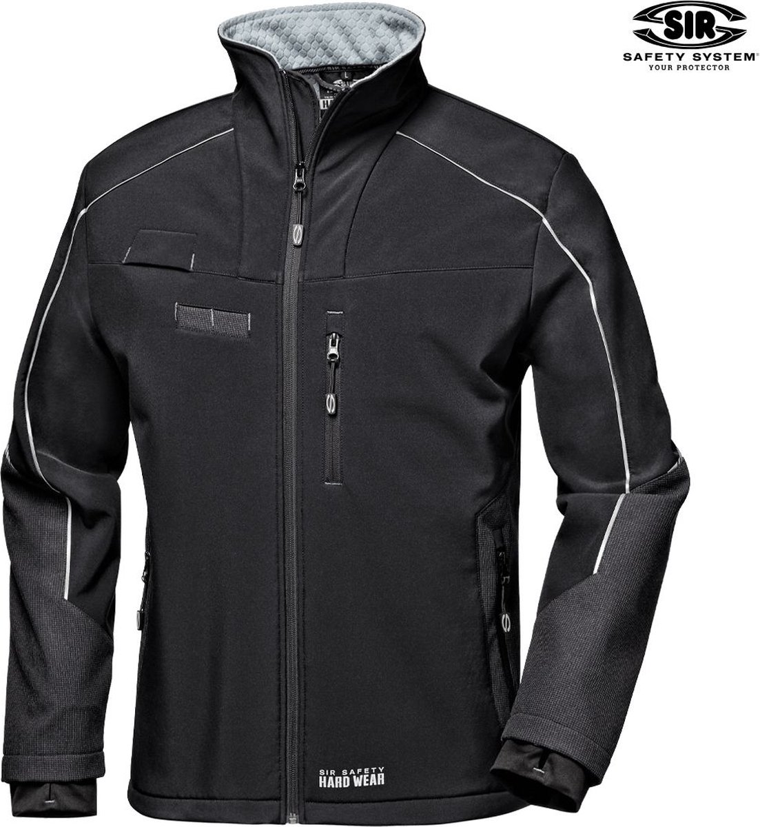 SIR SAFETY SHARK Softshell Werkjas HEREN Veiligheidsjas Zwart - Winddicht - Waterafstotend - Reflecterend
