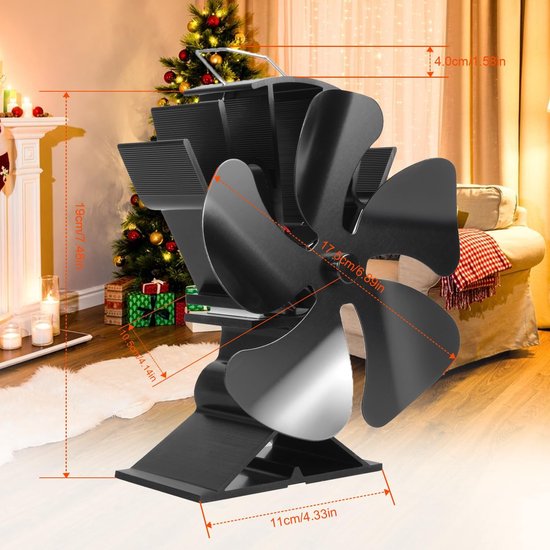 Efficiënte ventilatorventilator 6-blads voor pelletkachel, houtkachel met 6 bladen, warmteverdeling, stil, 6 kachelventilatoren, warmteaangedreven, geen elektriciteit nodig voor hout met Efficiënte ventilatorventilator 6-blads voor pelletkachel, houtkachel met 6 bladen, warmteverdeling, stil, 6 kachelventilatoren, warmteaangedreven, geen elektriciteit nodig voor hout met