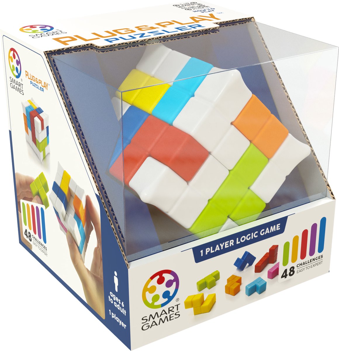 SmartGames Plug & Play Puzzler: compacte friemelkubus met 48 opdrachten thumbnail 6
