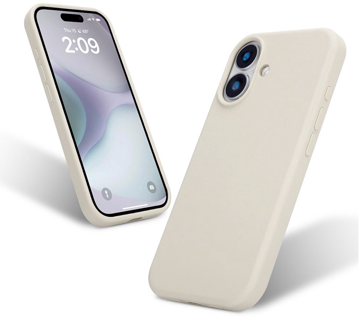 Liquid Silicone Hoesje geschikt voor iPhone 16 - lichtgrijs- Dagelijks gebruik - Duurzaam - Flexibel - Stijlvol en Comfortabel - Schokbestendig - Soft Touch Siliconen