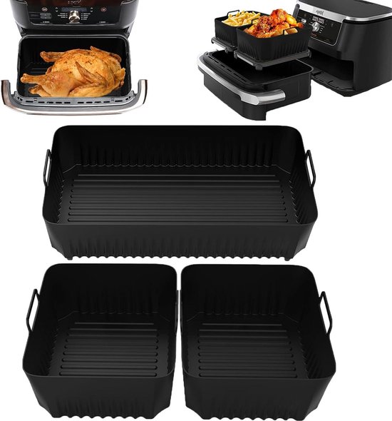 SON4SUN Airfryer Zubehör für Ninja AF500EU – 3 Silikon-Einsätze
