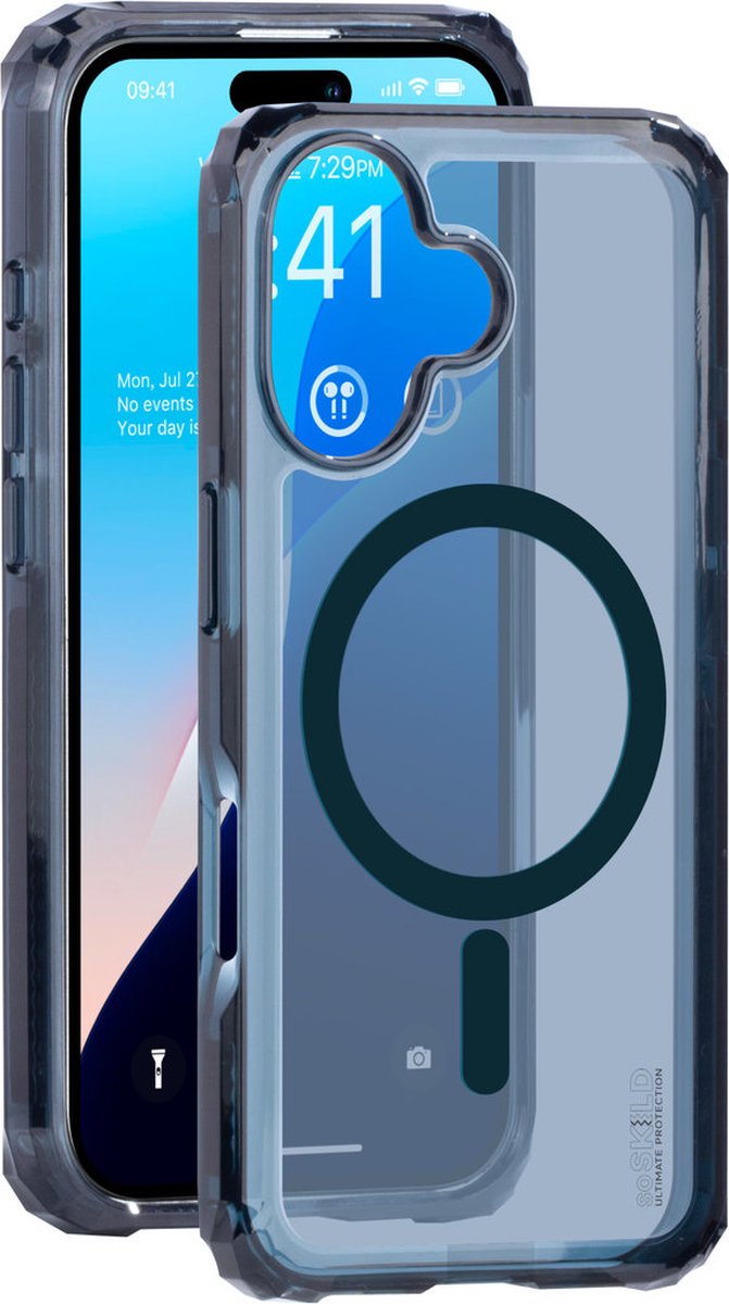 SoSkild iPhone 16 Plus Hoesje - Shockproof Case - Stevig Materiaal met Magnetische Ring - Magsafe - Smokey Grey