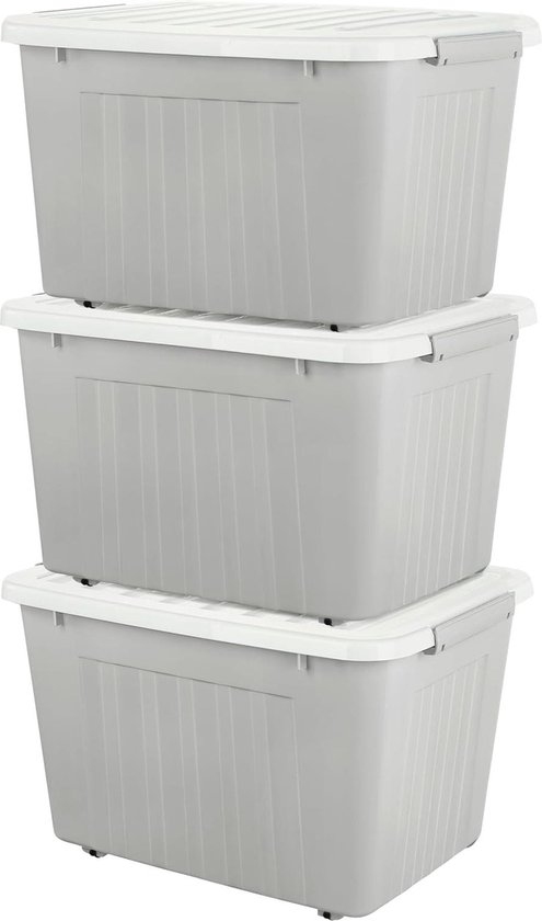 Plastic Opbergdoos Grijs Draagtas Organiserende Container - Stapelbaar ...