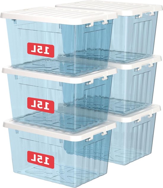 Opbergdozen Met Deksels 15L X 6 Opbergdozen Met Sluitgespen opbergdozen-met-deksels-15l-x-6-opbergdozen-met-sluitgespen