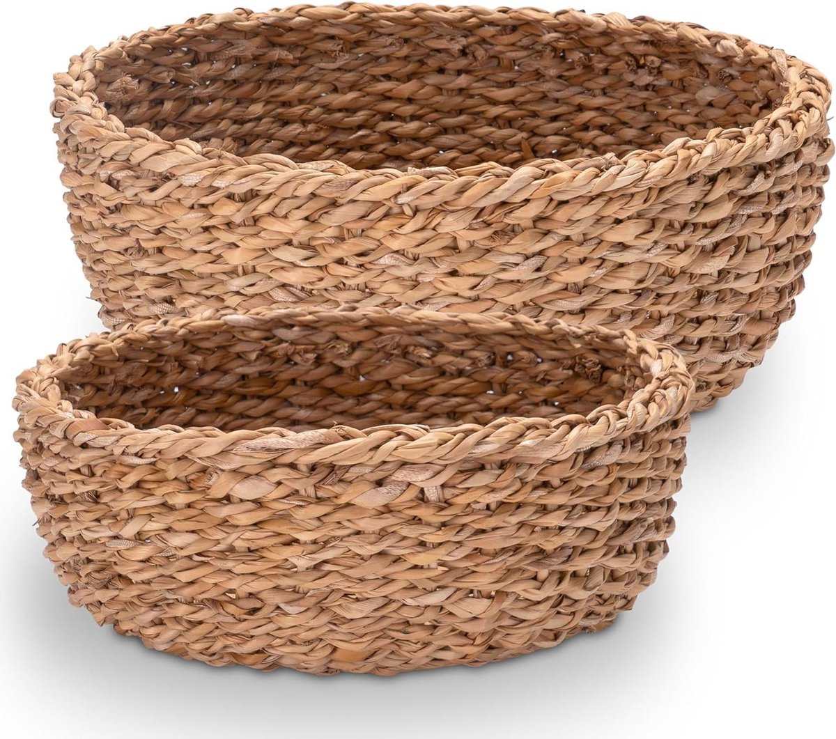 Ronde decoratieve manden - Zeegras gevlochten - Diameter 30 cm en 25 cm
