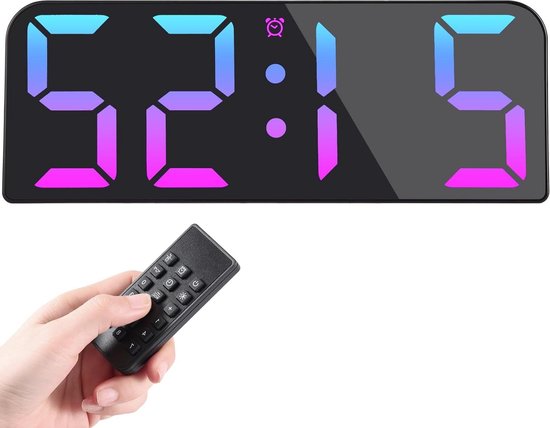 Opis Technology Clock 1 XXL Digitale wandklok, led, retro, 41 cm, wit/blauw, met afstandsbediening, dubbel alarm, thermometer, timer en automatische helderheid Opis Technology Clock 1 XXL Digitale wandklok, led, retro, 41 cm, wit/blauw, met afstandsbediening, dubbel alarm, thermometer, timer en automatische helderheid