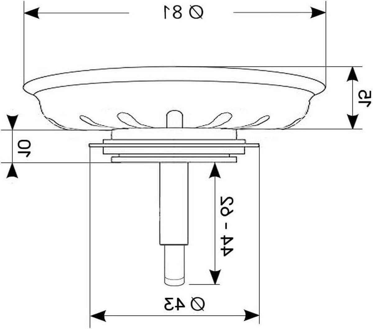 Universeel zeefmandje met afdichting - keukenspoelbak zeefmandje - roestvrij staal - 35 inch