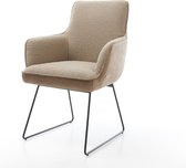 Chaise rembourrée Heira- Flex avec accoudoirs, structure coulissante, noyau à ressorts ensachés en mélange de matériaux noir et boue
