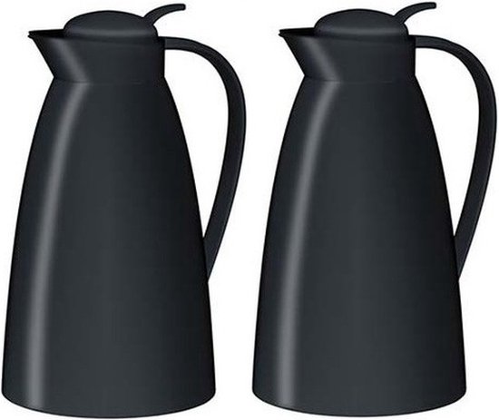 Foto: 2x thermoskan isoleerkan zwart 1 liter 2 stuks koffiekannen theekannen isoleerkannen thermoskannen koffie thee meenemen