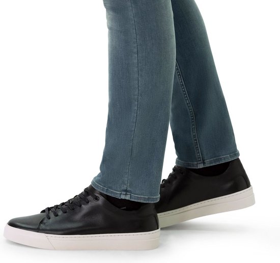 Manfield Heren Zwarte leren sneakers Maat 40 bol