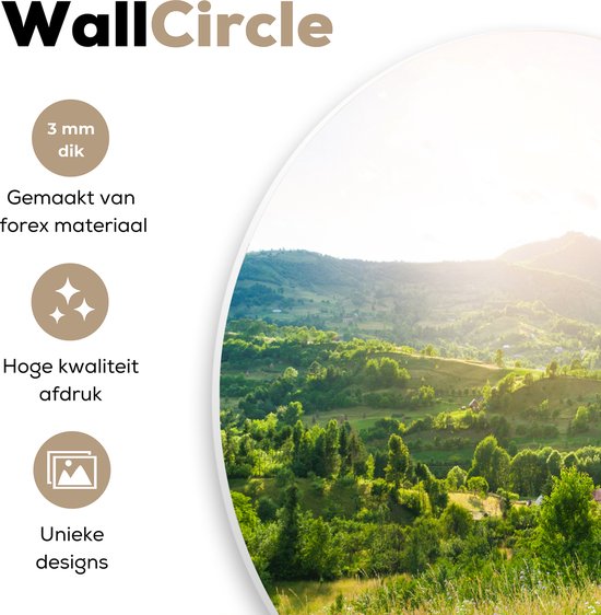Cercle mural - Paysage - Herbe - Nature - Arbres - Décoration murale ronde - Cercle mural - Cercle mural nature - Tableau rond - 140x140 cm - Plastique - Tableaux ronds