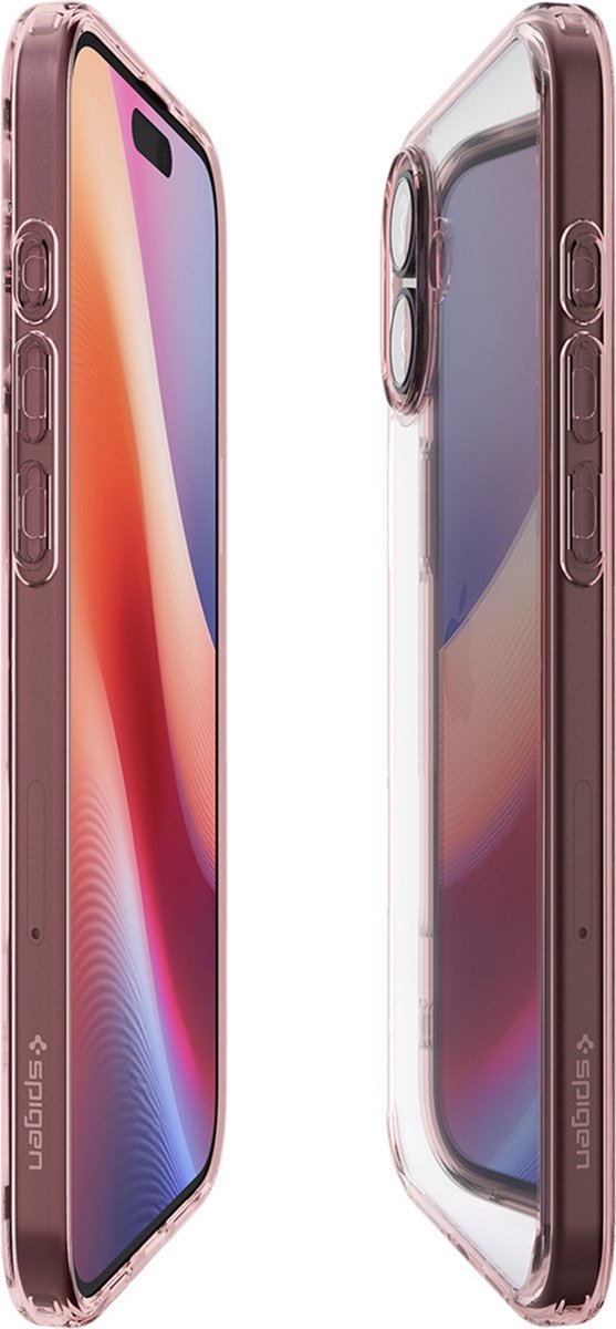 iPhone 16 hoesje transparant roze hard plastic TPU bumper met Air Cushion bescherming Spigen Ultra Hybrid - Afbeelding 4