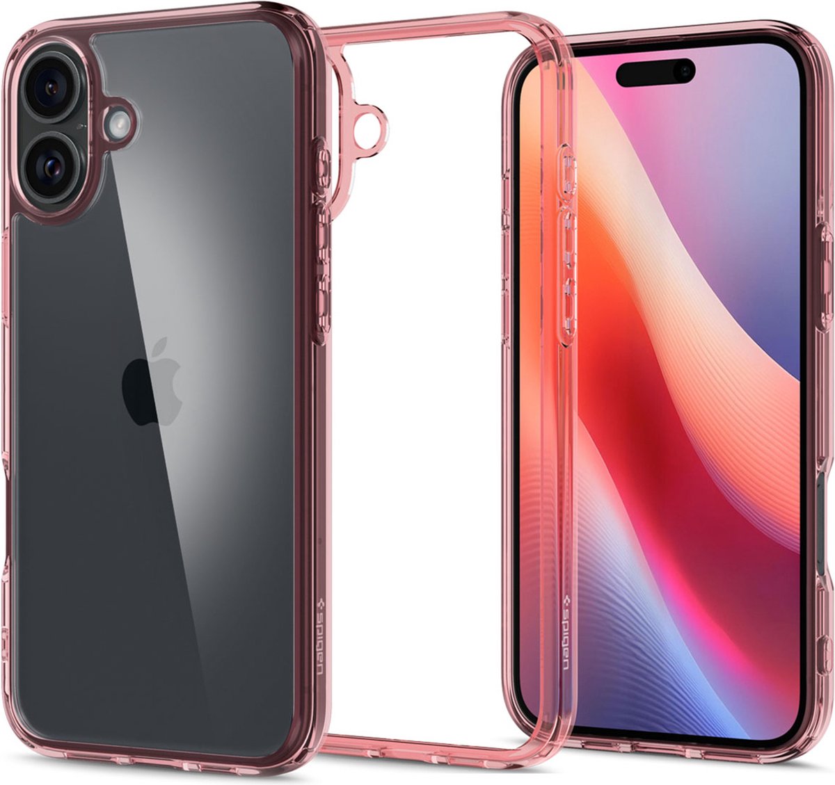 iPhone 16 hoesje transparant roze hard plastic TPU bumper met Air Cushion bescherming Spigen Ultra Hybrid - Afbeelding 2