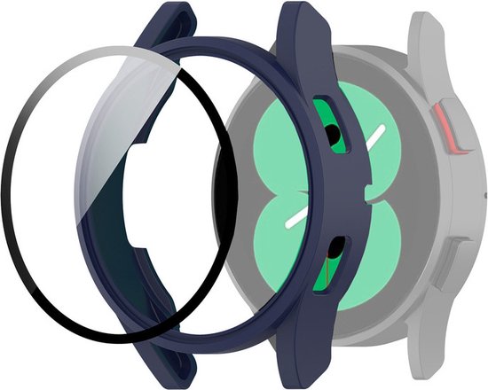 Watch case screenprotector - hoesje - gehard glas - geschikt voor Samsung Galaxy Watch 4 (40 mm) - donkerblauw