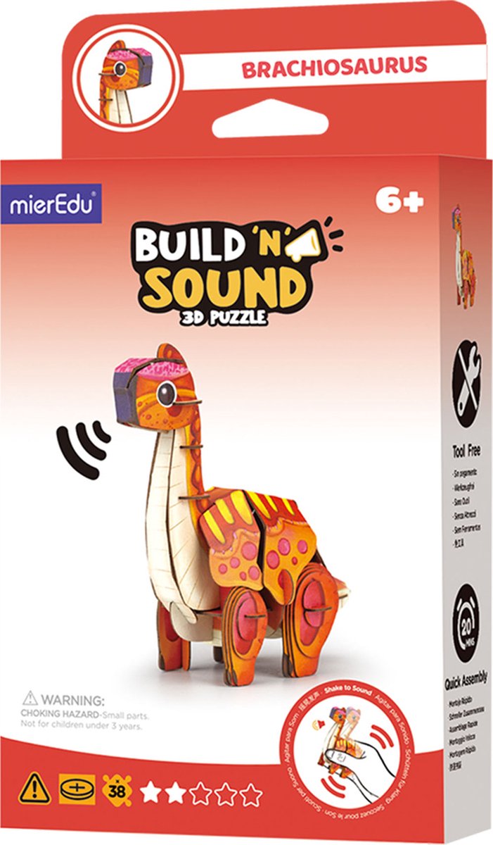 MIEREDU 3D Puzzel - Brachiosaurus - Met Geluid - 11,43X5,8X11,83Cm - 6 Jaar