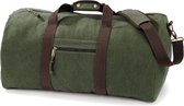 Canvas weekendtas/reistas donker/legergroen 45 liter - Vintage reistassen/weekendtassen - Tassen voor dames/heren/volwassenen