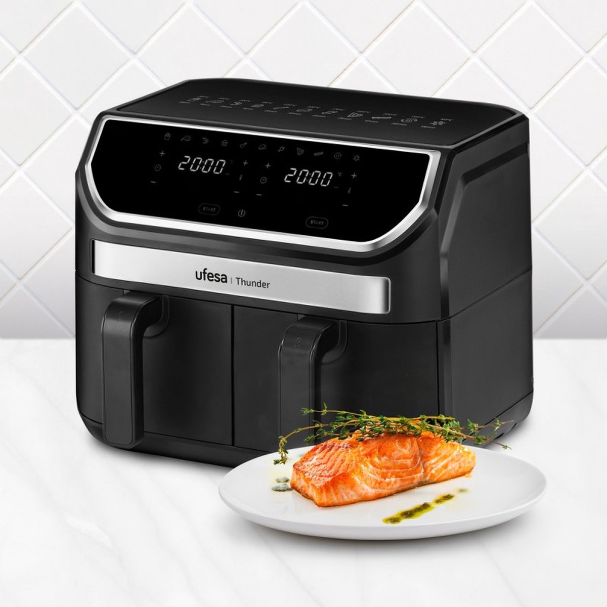 Afbeelding 3 van Ufesa Thunder Airfryer 9 liter Dual Cooking 2x4,5 liter