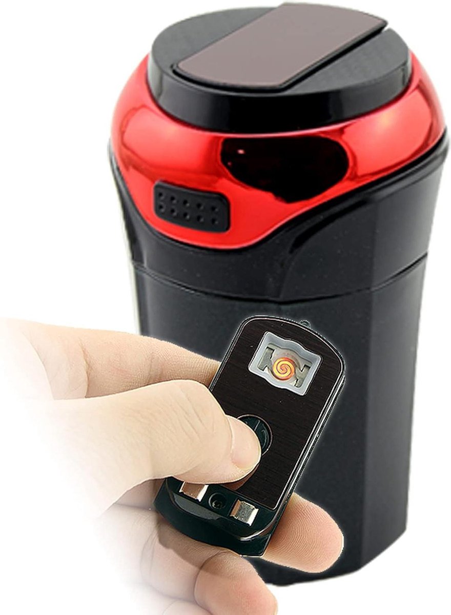 Auto asbak - uitneembare aansteker - Classic Red