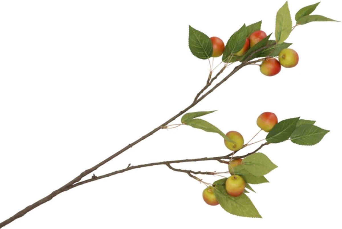 DK Design Kunstbloem fruit tak met appels - 76 cm - rood/groen - Kunst zijdebloemen