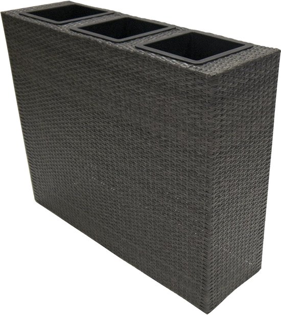 Foto: Goodivery plantenbak en kamerscherm xxl van twee kleurig rattan grijs 100 x 80 x 30 cm