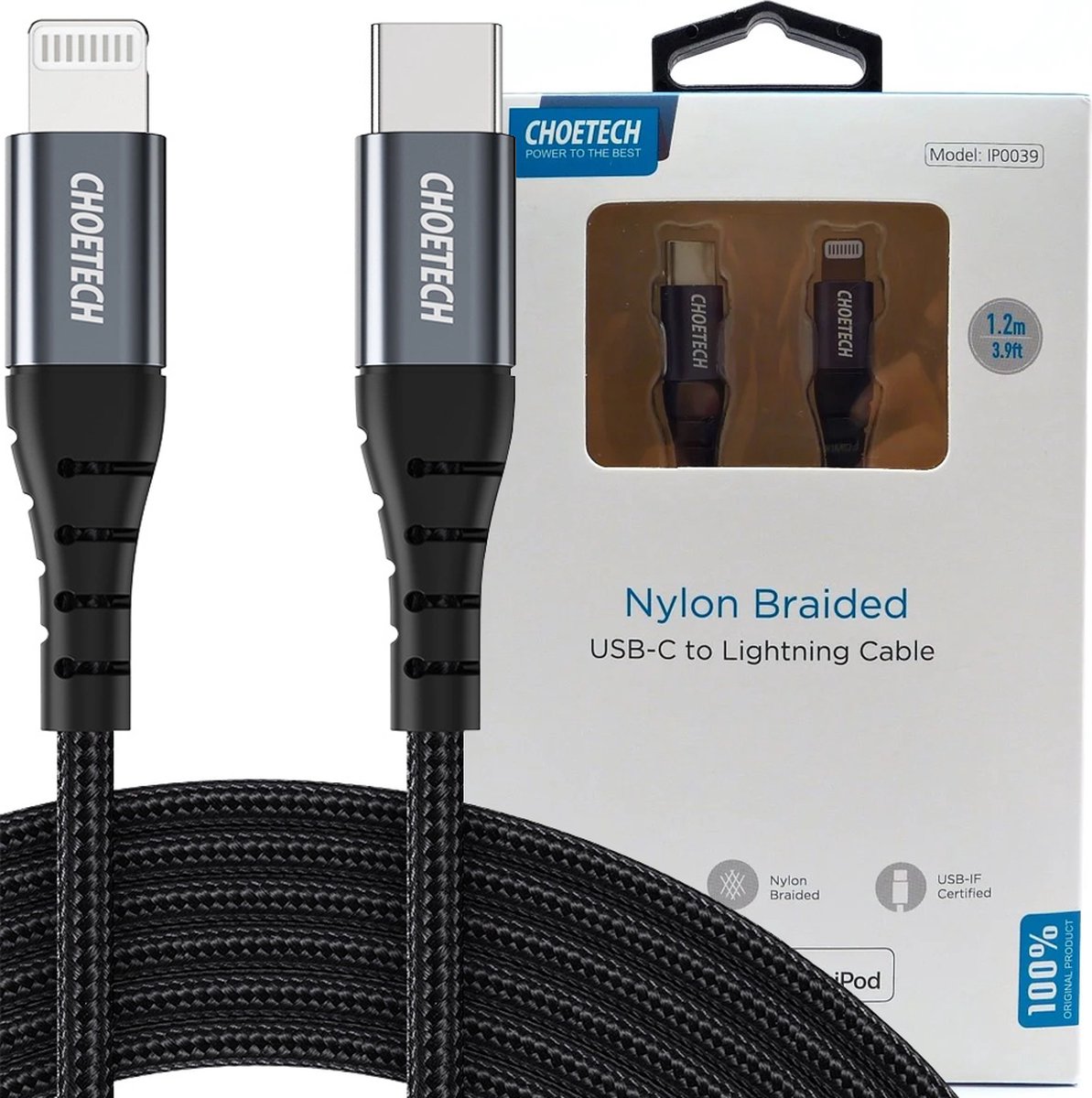 Choetech MFi USB-C to Lightning Cable Nylon Braided (3m)