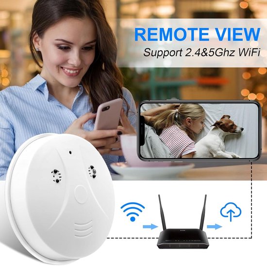 Caméra Espion, 5G Et 2,4G WiFi Camera Espion Cachée Détecteur De Fumée