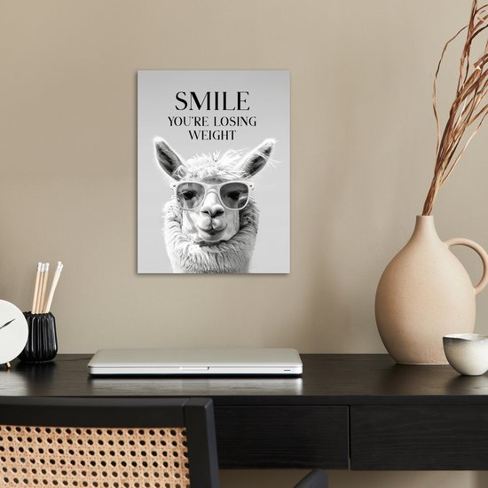 Poster 30x40 cm - Citations - Lama - Smile - Proverbes - Grijs - Posters - Décoration murale salle de bain - Décoration murale WC - Accessoires décoratifs - Décoration murale Toilettes