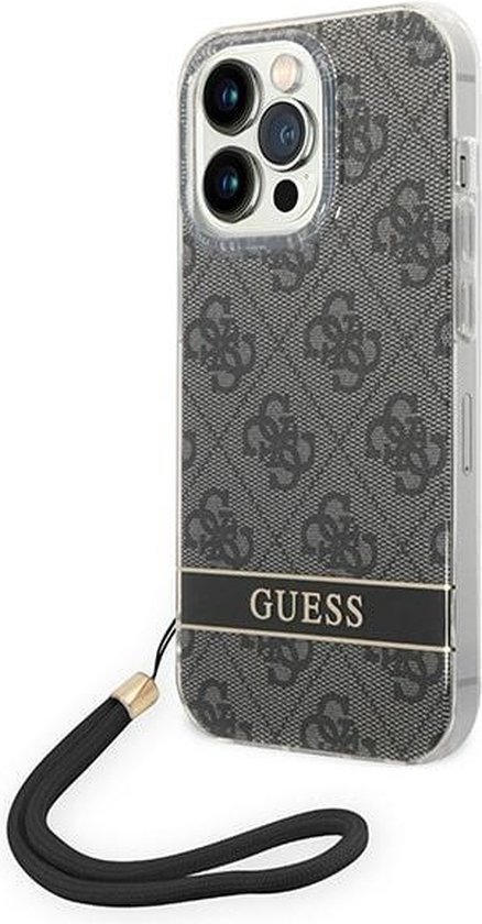 Coque arrière imprimée Guess 4G avec sangle - Apple iPhone 14 Pro Max (6,7") - Zwart