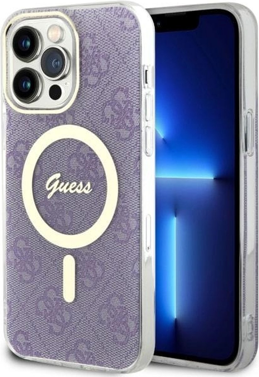 Guess 4G Back Case (MagSafe Compatible) - Geschikt voor Apple iPhone 14 Pro Max (6.7") - Paars