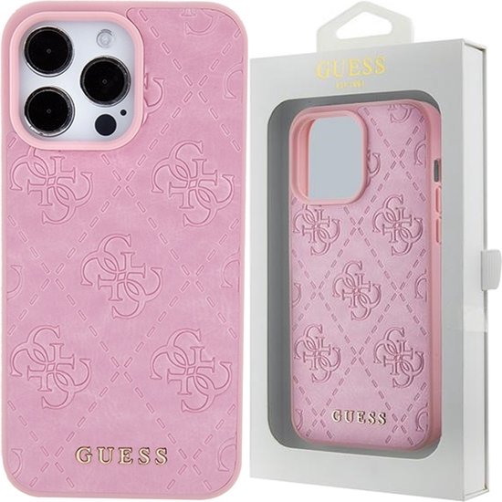 Guess 4G Stamped Back Case - Geschikt voor Apple iPhone 15 Pro (6.1") - Roze