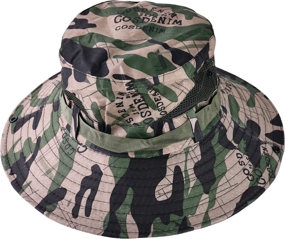 Decopatent - Camouflage Jungle Hoed - Bucket Hat Safari - Vissershoedje Heren - Dames - Volwassenen - Maat 56/58 - Zonnehoed Outdoor Vissershoed - Kleur: Army GROEN