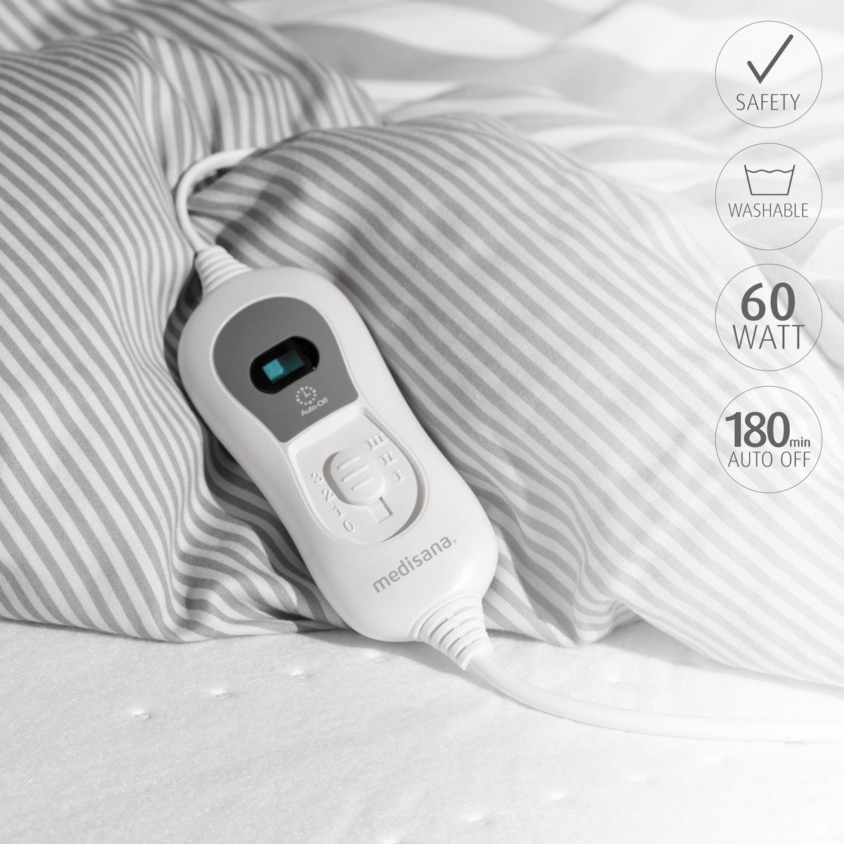 Medisana HU 665 Wasbare Elektrische Onderdeken Wit 60W - afbeelding 3