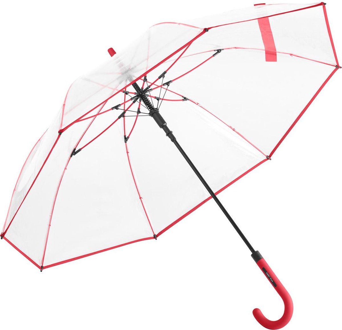 Fare Pure 7112 transparante paraplu met automatische opening rood - red - doorzichtig - extra stevig - flexibel frame