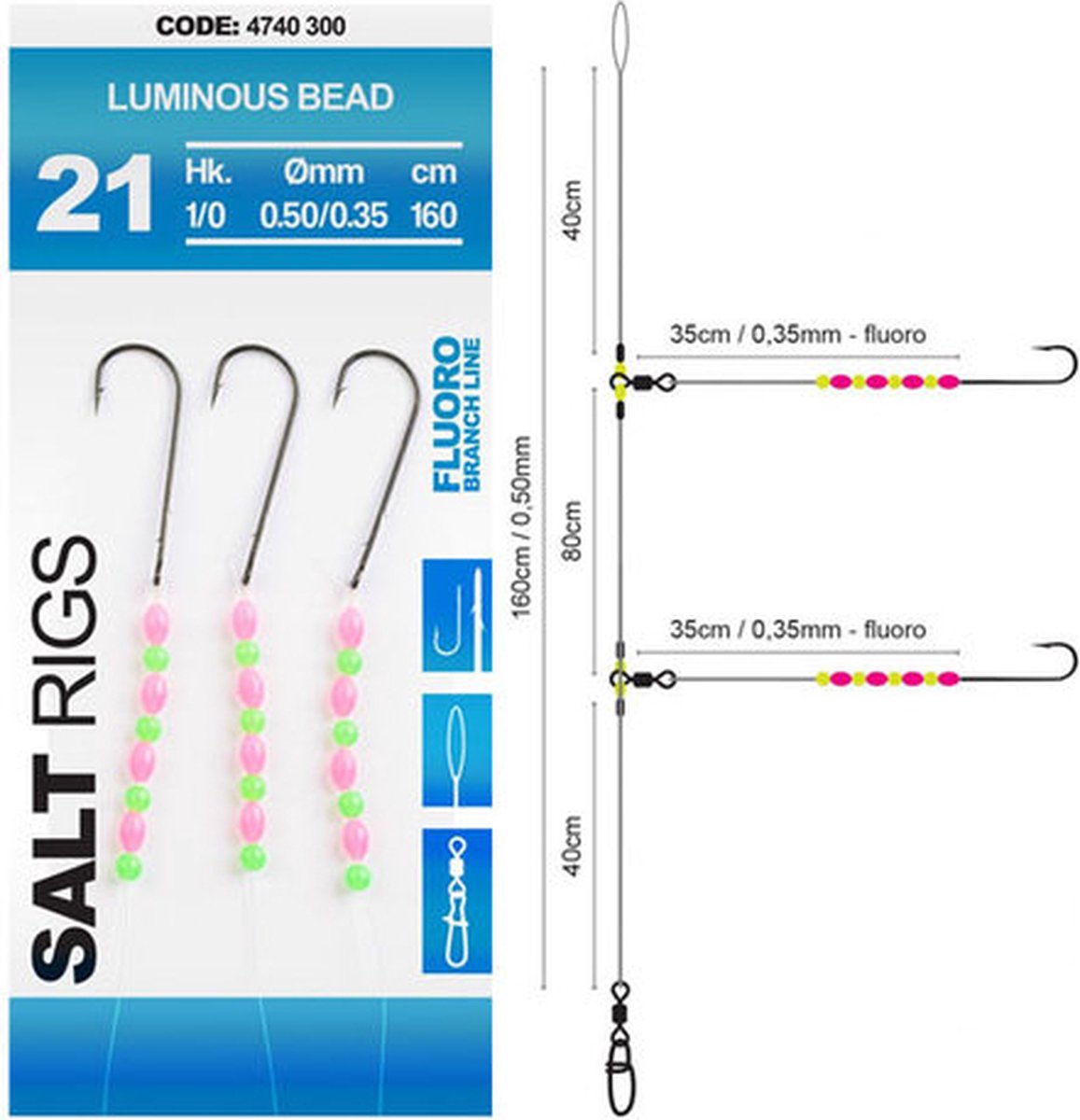 Spro 21 Salt Rig Luminous Bead Haak: 6