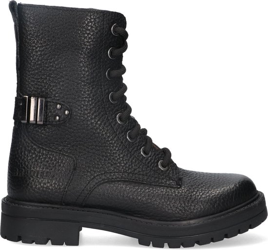 Braqeez 424761-589 Bottes à lacets Filles - Zwart - Cuir - Lacets