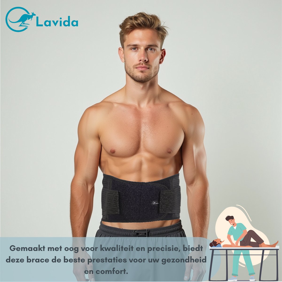 Lavida ® Rugbrace Onderrug-Waisttrainer-Rug Corrector-Houding Correctie-Verstelbaar-Afslankband- Man&Vrouw - One Size -Zwart