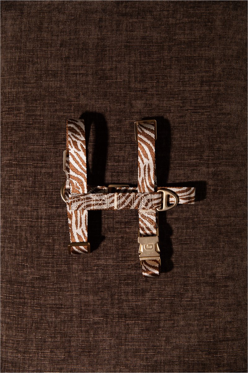 Dogguo Zebra Harness - Hondentuig - Bruin&Beige 40-67/62-102x2.5 Cm