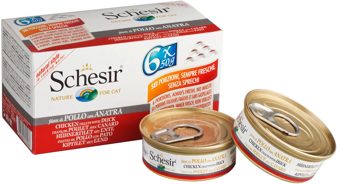 Schesir Kat Mp Blik 6x 50 g Kipfilet&Eend