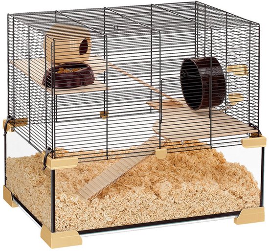 Ferplast Knaagdierenkooi Karat 60 Zwart&Transparant - Dierenverblijf - 59.5x39x52.5 cm