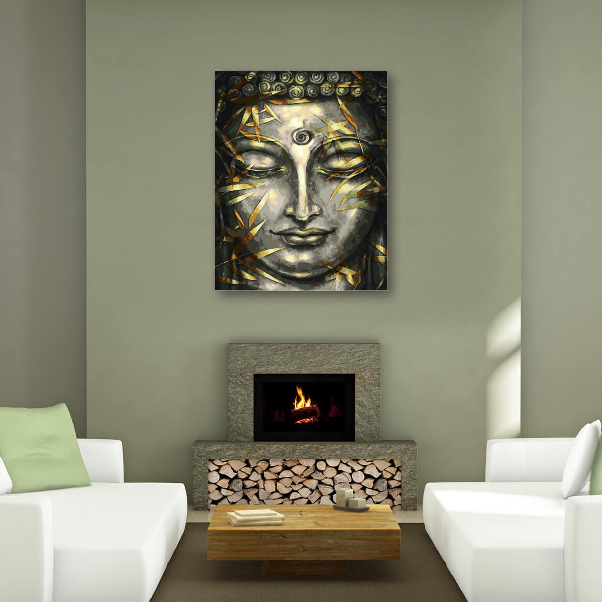 Schilderen Op Nummer Volwassenen DIY Paint By Number Metallic Goud Compleet Hobby Pakket op Frame met Vernis - ®Arty Bee - Gouden Boeddha 40x50cm — afbeelding 3