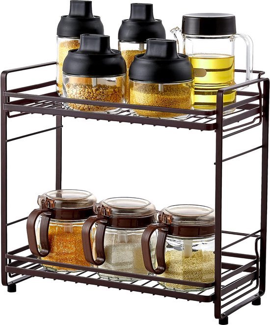 Relaxdays Kruidenrek Aanrecht - 3 Etages - Metalen Keukenrekje Staande Keuken Organizer