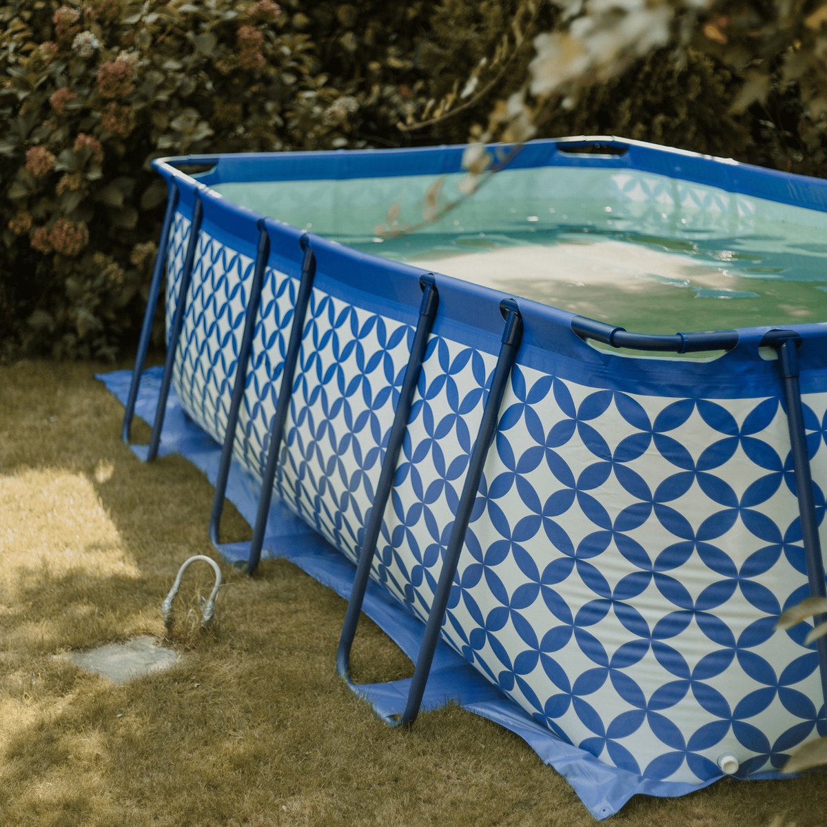 Swim Essentials Opzetzwembad Frame Zwembad Rechthoek Blauw 400 x 200 x 75 cm met Filterpomp & Grond- & Afdekzeil