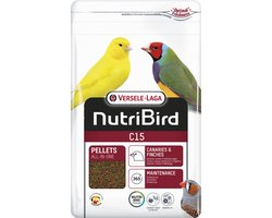 Nutribird C15 Onderhoudsvoeder - 1kg Pellets voor Kanaries en Tropische Vogels - Volledig Voeder met Granen en Vruchten