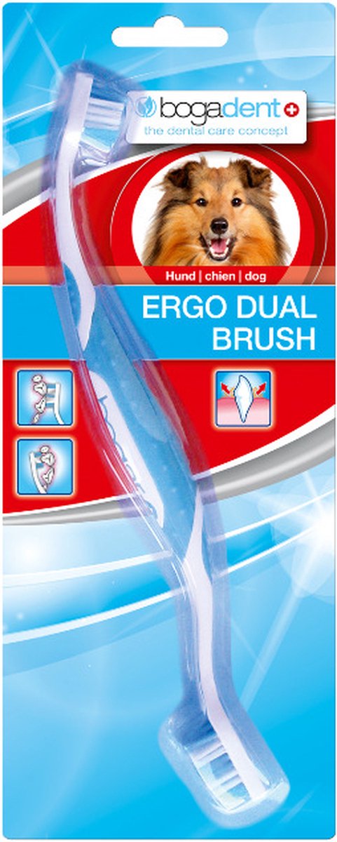 Bogar bogadent® Ergo Dual Brush – Dubbele tandenborstel voor honden - Verkrijgbaar in 2 maten - Ergo Dual Brush