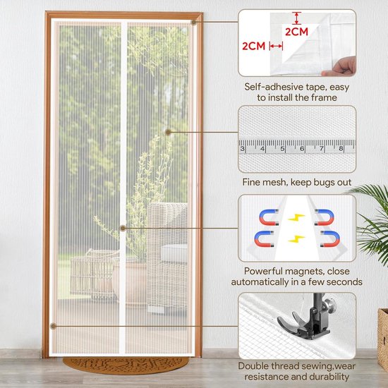 MYCARBON Magnetisch vliegengaas deur, 110x220cm, insectenbescherming