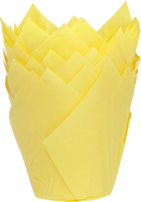 House of Marie Muffin Bakvormen - Muffin Vormpjes Papier - Tulp Geel - pk/36