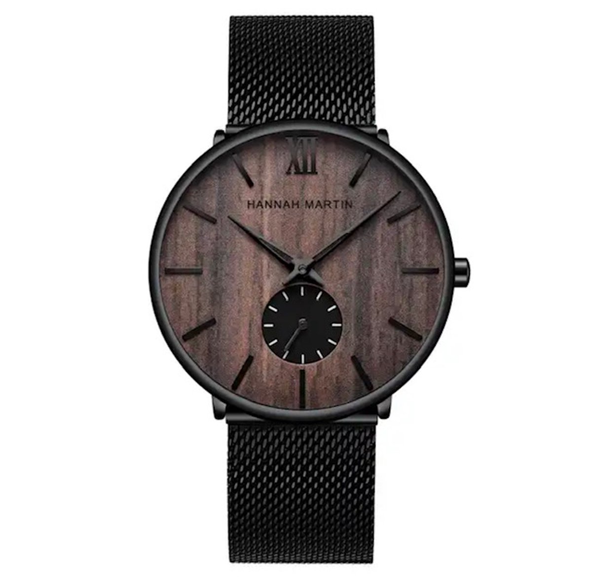 Hannah Martin Elegante Horloge | Bruin | Houtkleur Wijzerplaat | 40 mm | Luxe Geschenkdoos