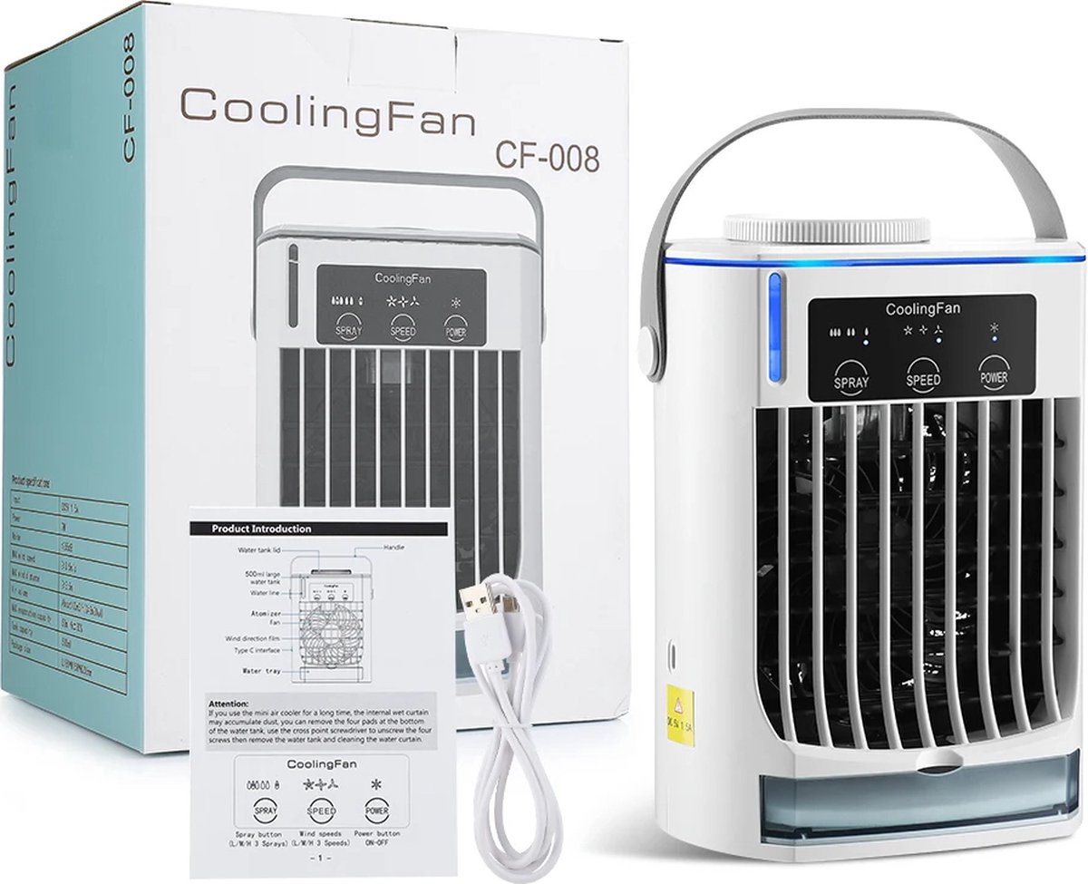 SteeFly Draagbare Airconditioner Ventilator Luchtkoeler Ultrasone verstuiver water nevel spuit Luchtbevochtiger